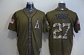 Los Angeles Angels Of Anaheim #27 Mike Trout Green Salute to Service Stitched Baseball Jersey,baseball caps,new era cap wholesale,wholesale hats